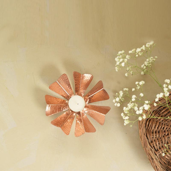 Copper Sepiole Tealight Holder Handcrafted by Traditional Artisans