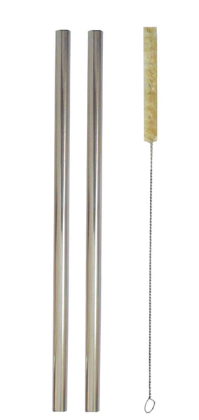 Set of 2 Reusable Steel Straws with Cleaner