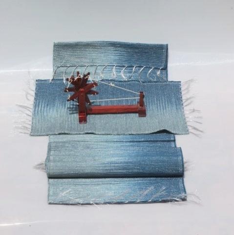 Set of Handwoven Hibiscus Fibre Runner and 6 Placemats (Blue and Grey)