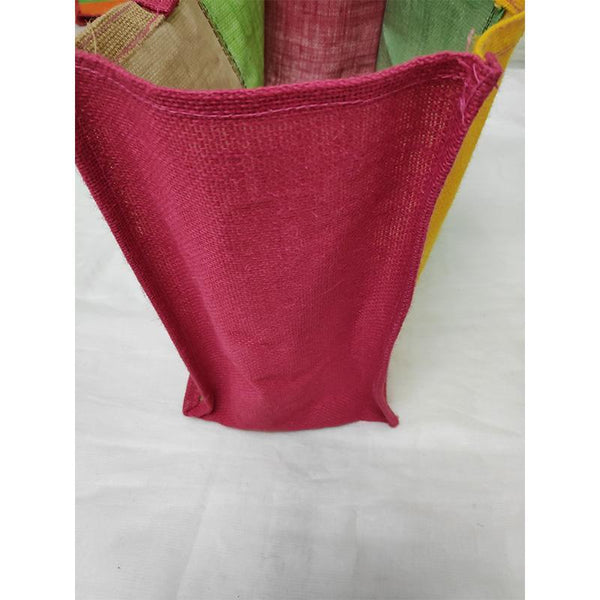 Jute Big Shopper Bag - Green and Yellow from Agiripalli, Andhra Pradesh