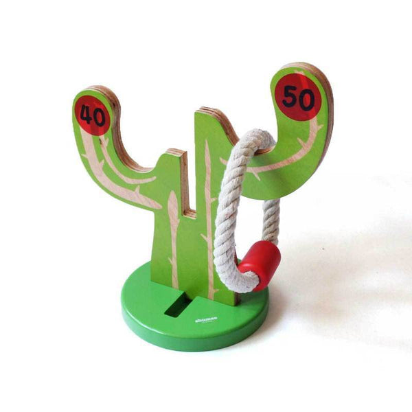 Wooden Cactus Toss-A-Ring Toy - 100% Safe, Natural & Eco-Friendly