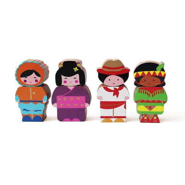 Wooden Globetrotter Twist & Turn Toy Set : Set of 4 - 100% Safe, Natural & Eco-Friendly