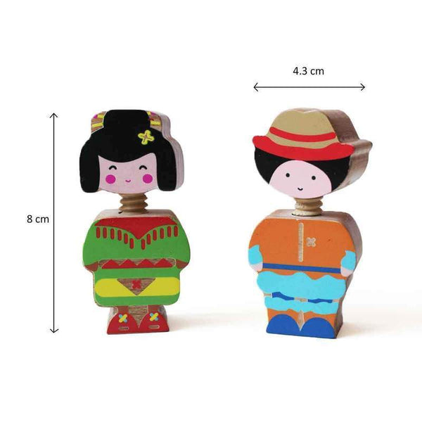 Wooden Globetrotter Twist & Turn Toy Set : Set of 4 - 100% Safe, Natural & Eco-Friendly