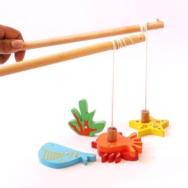 Wooden Magnetic Toy Fishing Rods - 100% Safe, Natural & Eco-Friendly