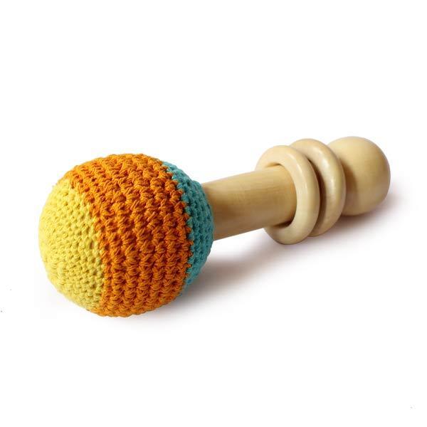 Wooden Non-Toxic Crochet Shaker and Rattle Toy - 100% Safe, Natural & Eco-Friendly