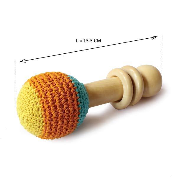 Wooden Non-Toxic Crochet Shaker and Rattle Toy - 100% Safe, Natural & Eco-Friendly