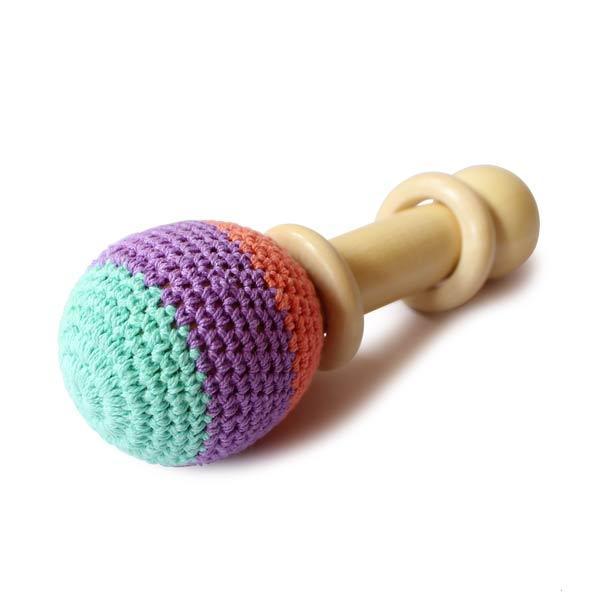 Wooden Non-Toxic Crochet Shaker and Rattle Toy - 100% Safe, Natural & Eco-Friendly