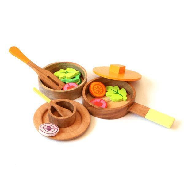 Lil Chef's Wooden Toy Cooking Set - 100% Safe, Natural & Eco-Friendly