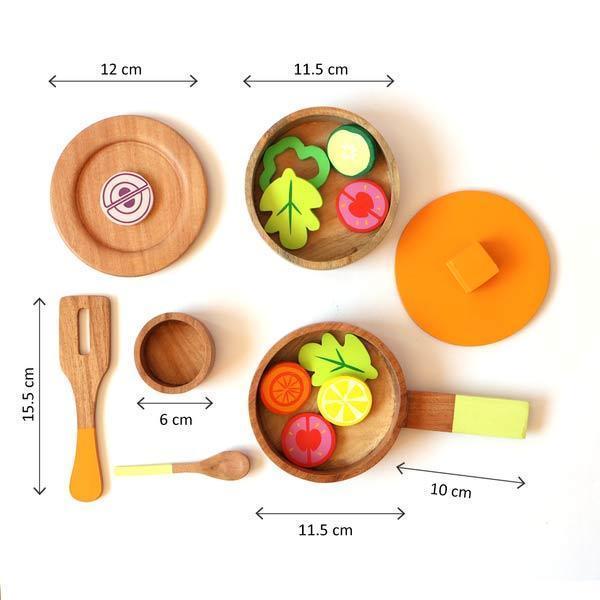 Lil Chef's Wooden Toy Cooking Set - 100% Safe, Natural & Eco-Friendly