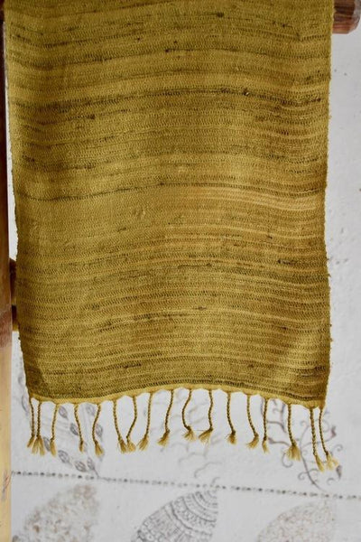 Handwoven, Naturally Dyed Silk and Wool Scarf  - Mustard