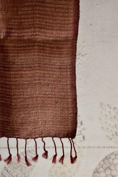 Handwoven, Naturally Dyed Silk and Wool Scarf - Orange