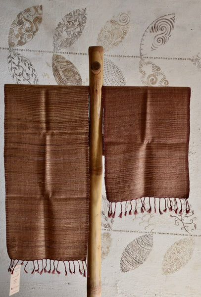Handwoven, Naturally Dyed Silk and Wool Scarf - Orange