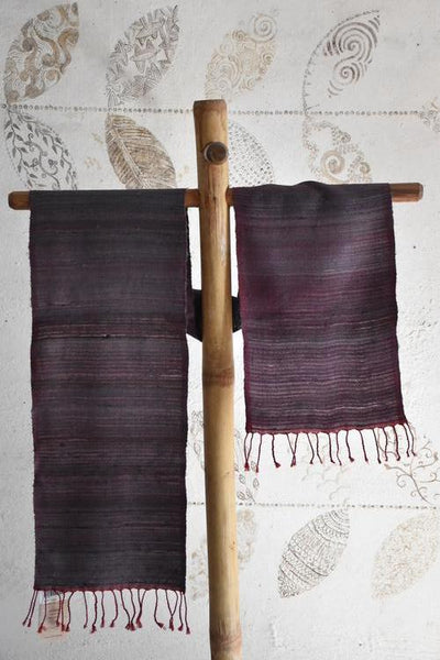 Handwoven, Naturally Dyed Silk and Wool Scarf - Purple