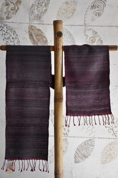 Handwoven, Naturally Dyed Silk and Wool Scarf - Purple