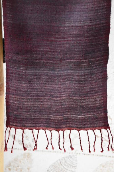 Handwoven, Naturally Dyed Silk and Wool Scarf - Purple