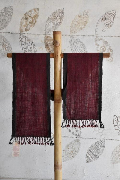 Handwoven, Naturally Dyed Silk and Wool Scarf - Maroon