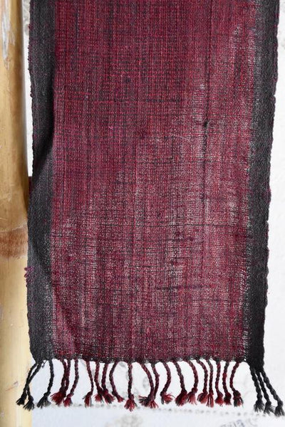 Handwoven, Naturally Dyed Silk and Wool Scarf - Maroon