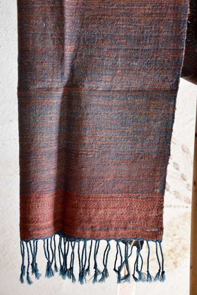 Handwoven, Naturally Dyed Silk and Wool Stole - Orange and Purple
