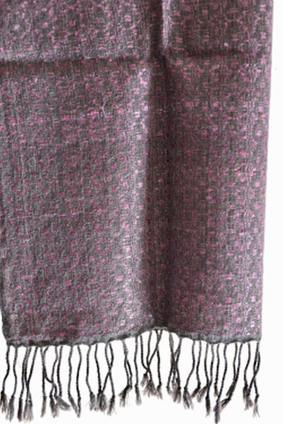Handwoven, Naturally Dyed Silk and Wool Stole  - Purple and Grey