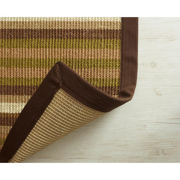 Natural Sisal Rug with Border (38DC195) - Brown and White Stripes