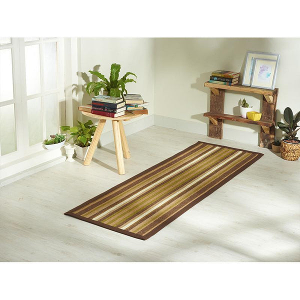Natural Sisal Rug with Border (38DC195) - Brown and White Stripes