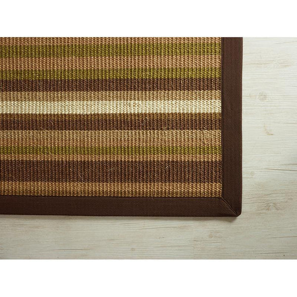 Natural Sisal Rug with Border (38DC195) - Brown and White Stripes