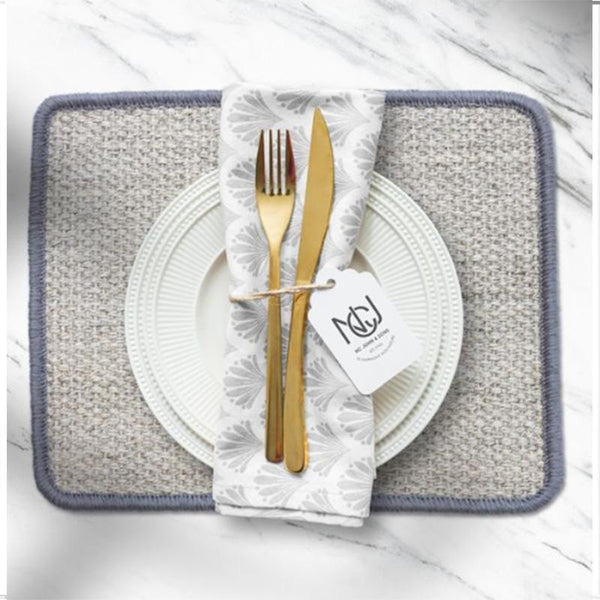 Natural Sisal Fibre Table Mats - Marble Grey CT14 (Pack of 6)