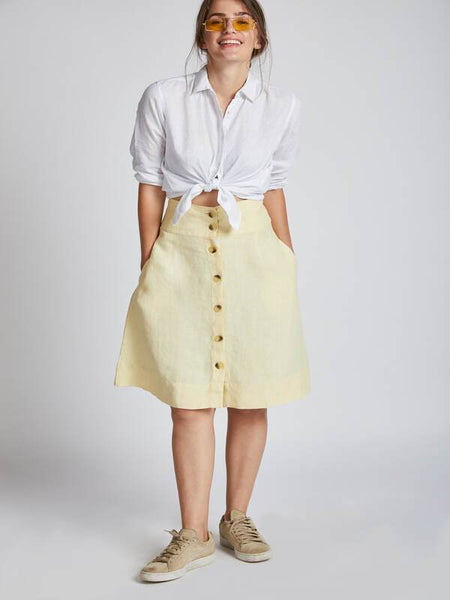 Men's Natural Hemp Skater Skirt - Yellow