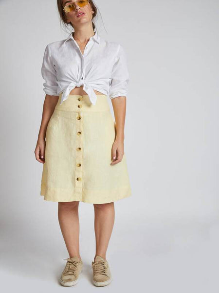 Men's Natural Hemp Skater Skirt - Yellow