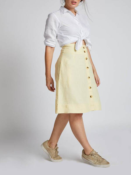 Men's Natural Hemp Skater Skirt - Yellow