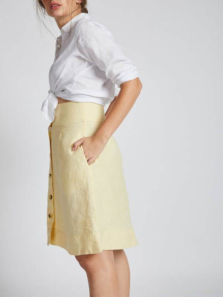Men's Natural Hemp Skater Skirt - Yellow