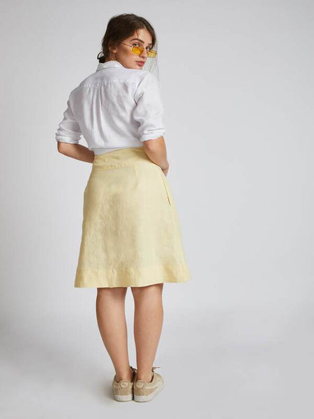 Men's Natural Hemp Skater Skirt - Yellow
