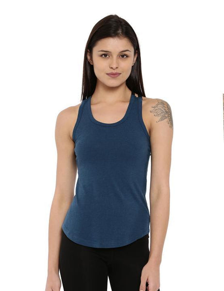 Women's Bamboo Crossback Tank - Sailor Blue with Slate Black (AWFR004S)