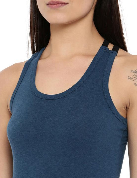 Women's Bamboo Crossback Tank - Sailor Blue with Slate Black (AWFR004S)