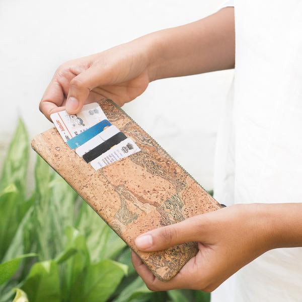 Cork Fabric Women's Minimal Wallet - Olive + Terrain