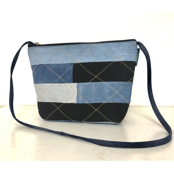 Upcycled Denim Sling Bag - Rectangular Patchwork