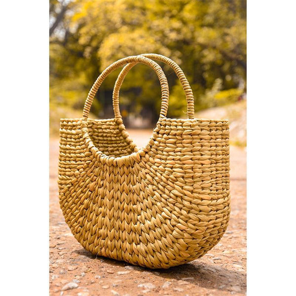 Handcrafted and Eco-Friendly Kauna Reed Hobo Bag - Small