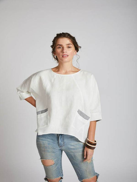 Women's Natural Hemp Kimono Top - White