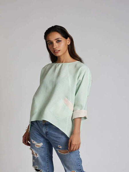 Women's Hemp Kimono Top - Mint Green