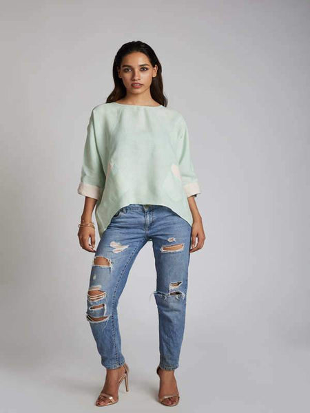 Women's Hemp Kimono Top - Mint Green