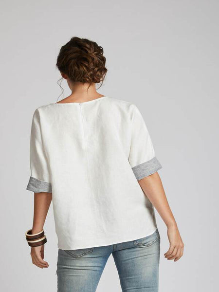 Women's Natural Hemp Kimono Top - White