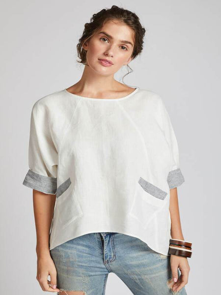 Women's Natural Hemp Kimono Top - White