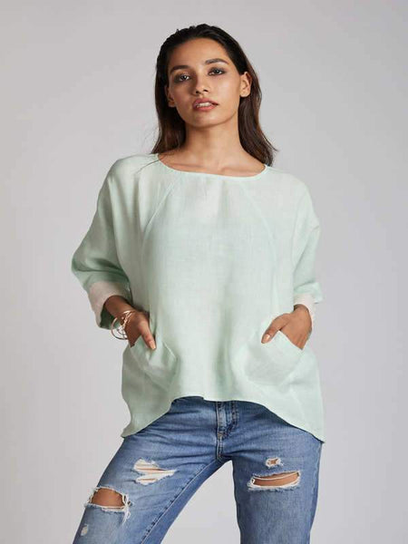 Women's Hemp Kimono Top - Mint Green
