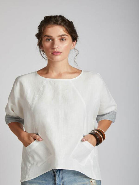 Women's Natural Hemp Kimono Top - White