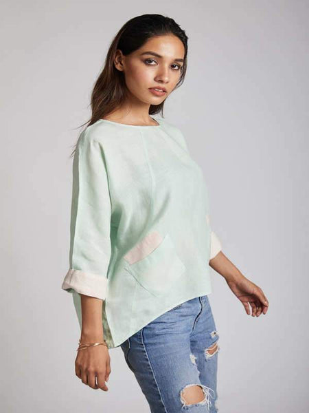 Women's Hemp Kimono Top - Mint Green