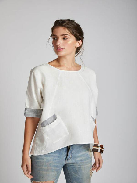 Women's Natural Hemp Kimono Top - White