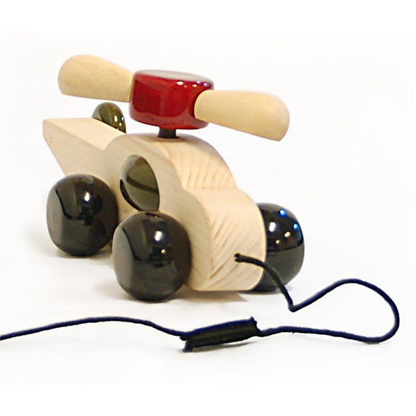 Spinno - Hand-Crafted Wooden Pull Toy with Rotating Fan