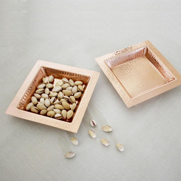 Copper Square Serving Plate Handcrafted by Traditional Artisans