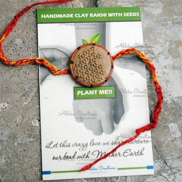 Plantable Clay and Seed Rakhi - Sugary Honeycomb