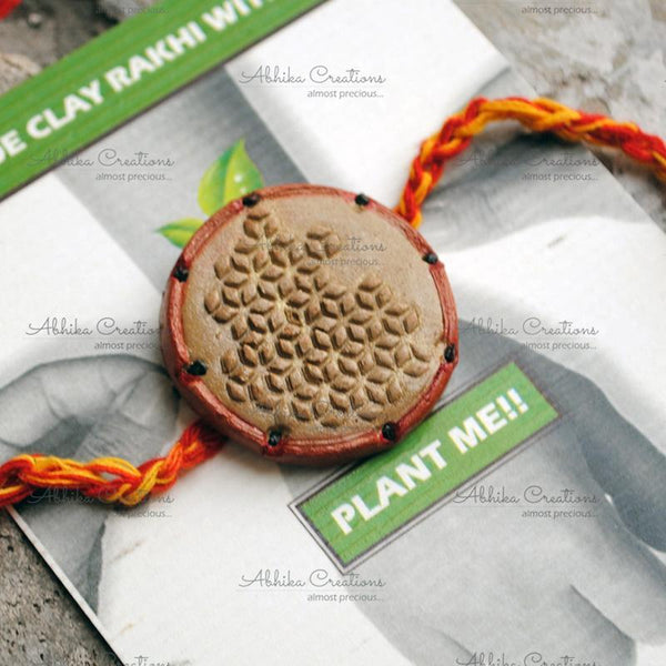 Plantable Clay and Seed Rakhi - Sugary Honeycomb